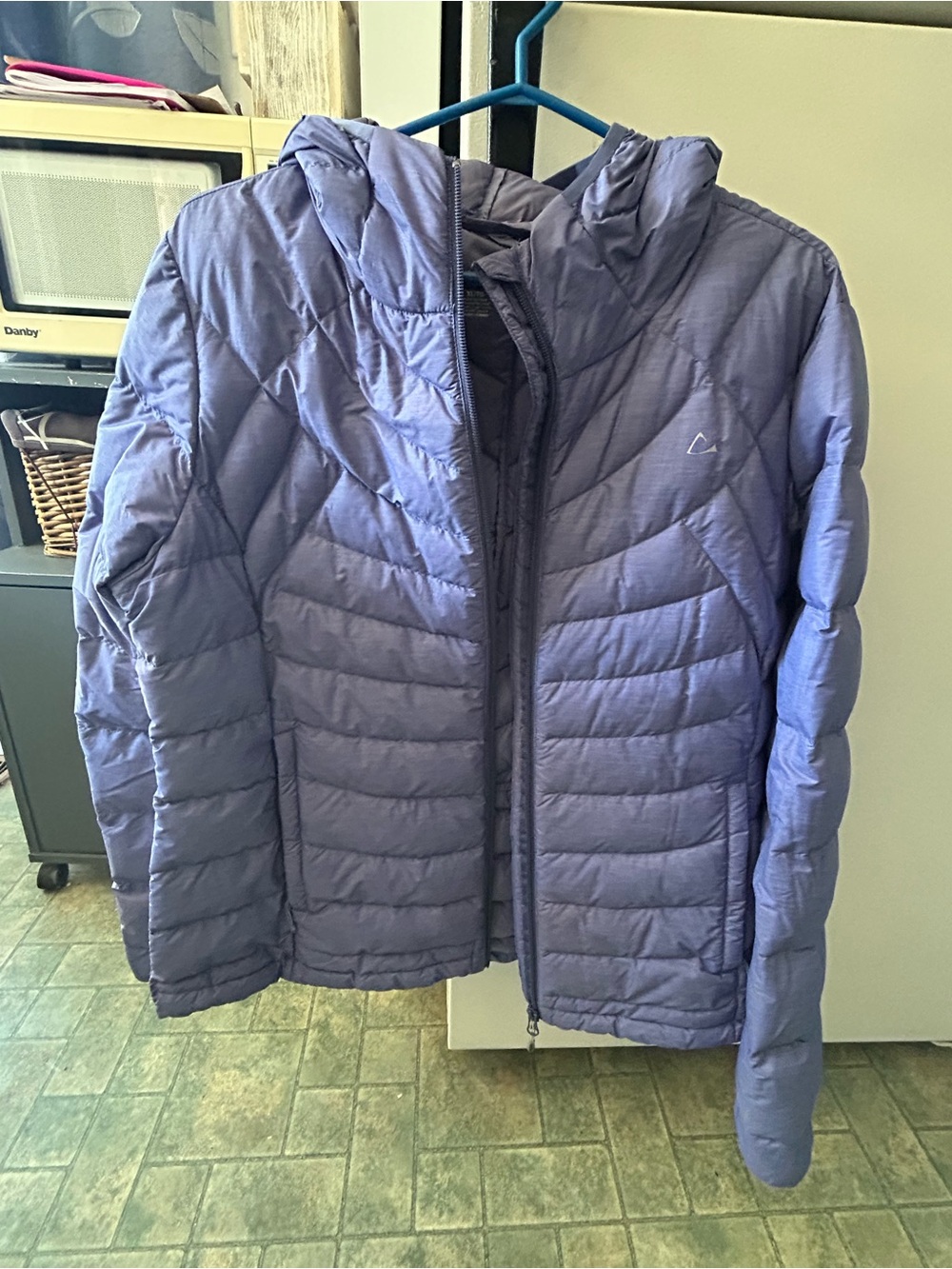Paradox Quilted Hooded Puffer Jacket in Lavender Blue
